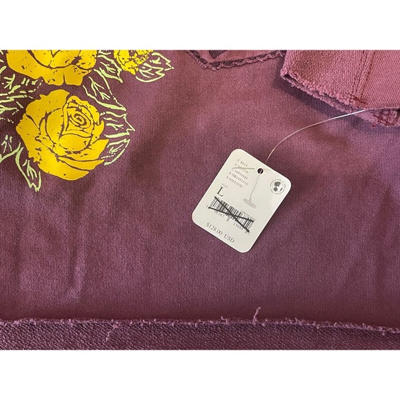 FREE PEOPLE MOVEMENT Cropped Sweatshirt w/ Yellow Rose Logo - Plum - Large [NWT] - Picture 6 of 8